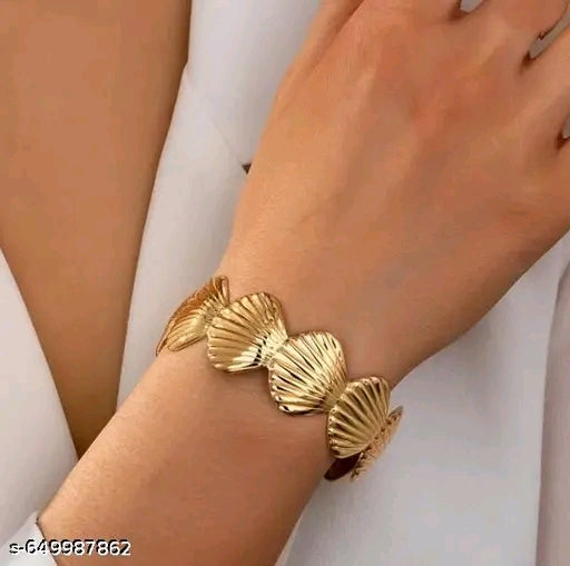 Kai Coastal Textured Gold Shell Cuff Bracelet