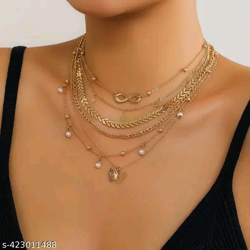 Aria Multi-Layered Boho Choker Necklace with Infinity & Butterfly Accent