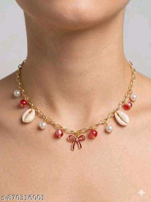 Coquette Charm Cowrie Shell & Pearl Choker Necklace – Cute Aesthetic Jewelry