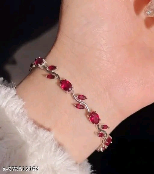 Ruby Red Crystal Tennis Bracelet — Elegant Statement Jewelry
