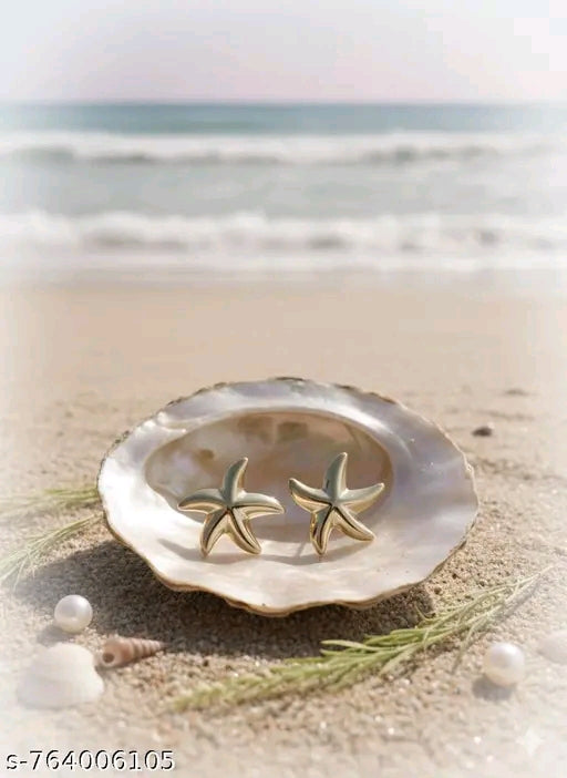Marina Chunky High-Shine Gold Starfish Stud Earrings