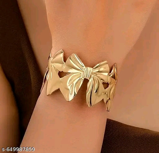 Aria Coquette High-Shine Gold Bow Cuff Bracelet