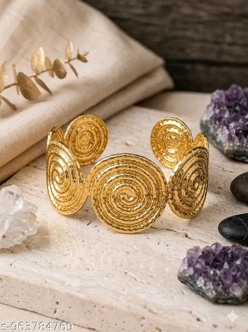 Cleo Vintage Textured Spiral Swirl Cuff Bracelet