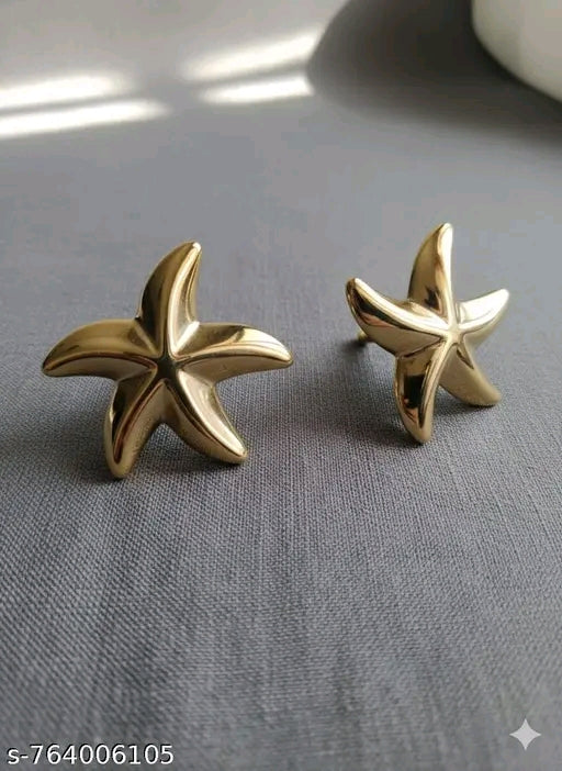 Marina Chunky High-Shine Gold Starfish Stud Earrings