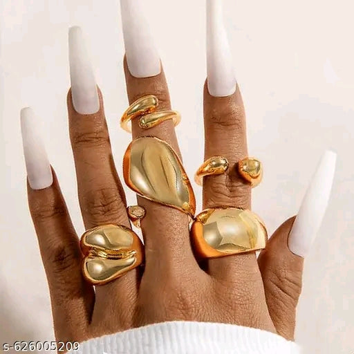 Selene Chunky Liquid Gold Molten Ring Set (Set of 5)