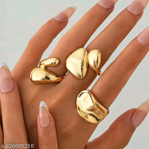 Lyra Liquid Metal Molten Pebble Ring Set (Set of 4)