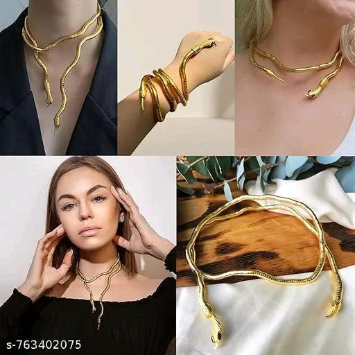 Serpenti Flexible Textured Gold Snake Choker Necklace