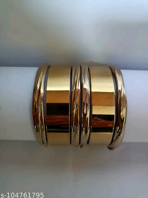 Royal Mirror-Finish Gold Bangle Set – Elegant Festive Kada Bangles for Women