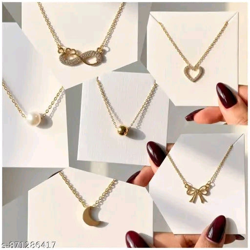 Aura 6-Piece Minimalist Daily Charm Necklace Set – Ultimate Korean Aesthetic Pendant Combo