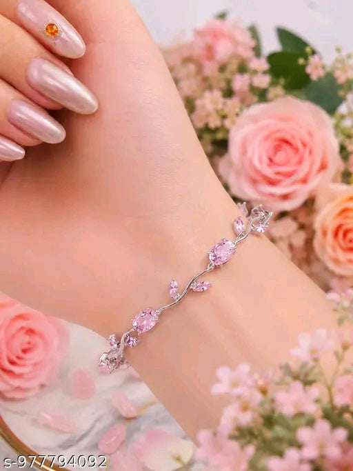 Rosette Crystal Vine Bracelet — Pink Aesthetic Korean Jewelry