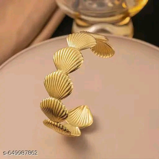 Kai Coastal Textured Gold Shell Cuff Bracelet