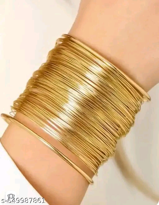 Zuri Maya Multi-Layer Stacked Gold Wire Coil Cuff Bracelet