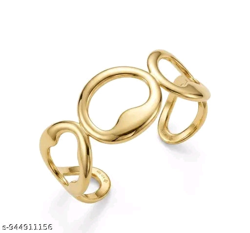 Luna Abstract Geometric Open-Link Gold Cuff Bracelet
