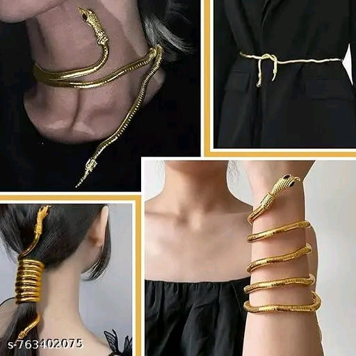 Serpenti Flexible Textured Gold Snake Choker Necklace